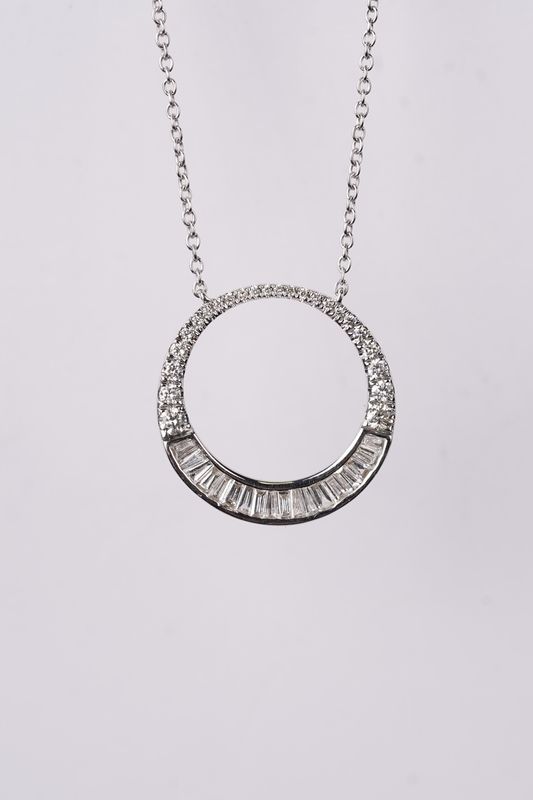 RVTX- 14KW 3.30g .58ctw Baguette &amp; Round Diamond Effy Necklace 18"