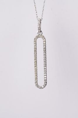 ADT- 14KW 1.69g .20ctw Diamond Oval Necklace 18&quot;