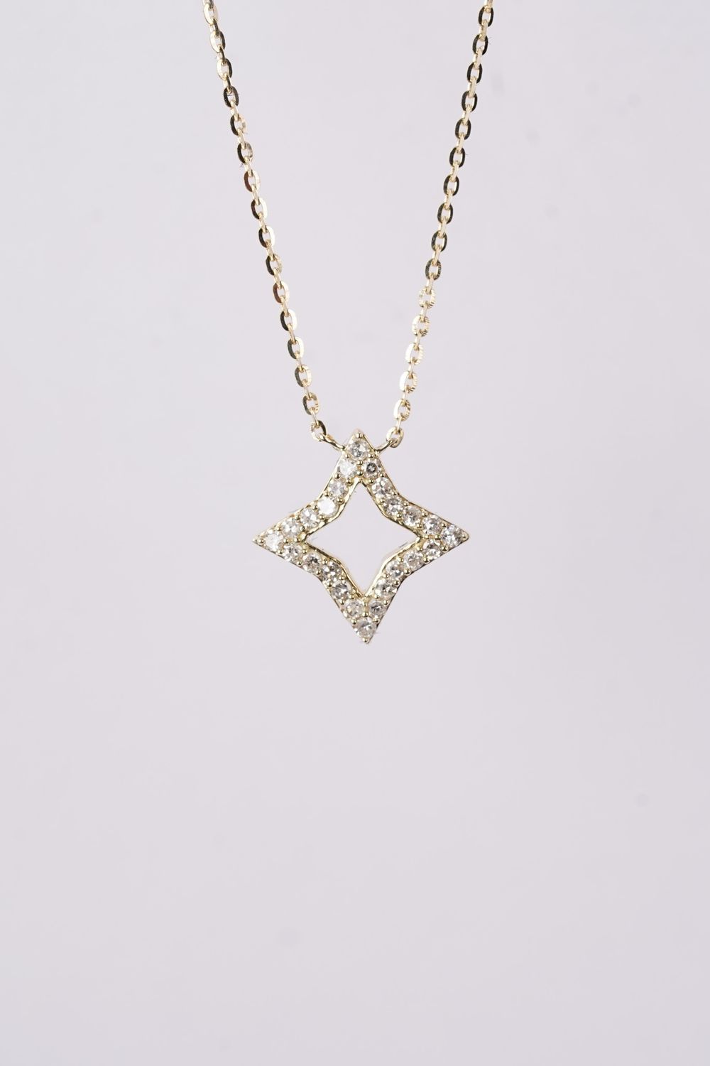 VIT- 14KY 1.54g .14ctw Diamond Geometric Necklace 16-18&quot;