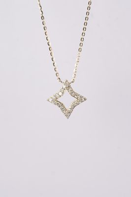 VIT- 14KY 1.54g .14ctw Diamond Geometric Necklace 16-18&quot;