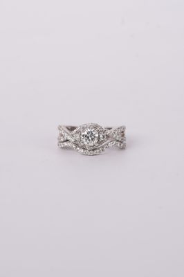 14KW 5.8g 1.31ctw (.67ctr) H/SI2 Round Diamond Levian Wedding Set (size 5.5)