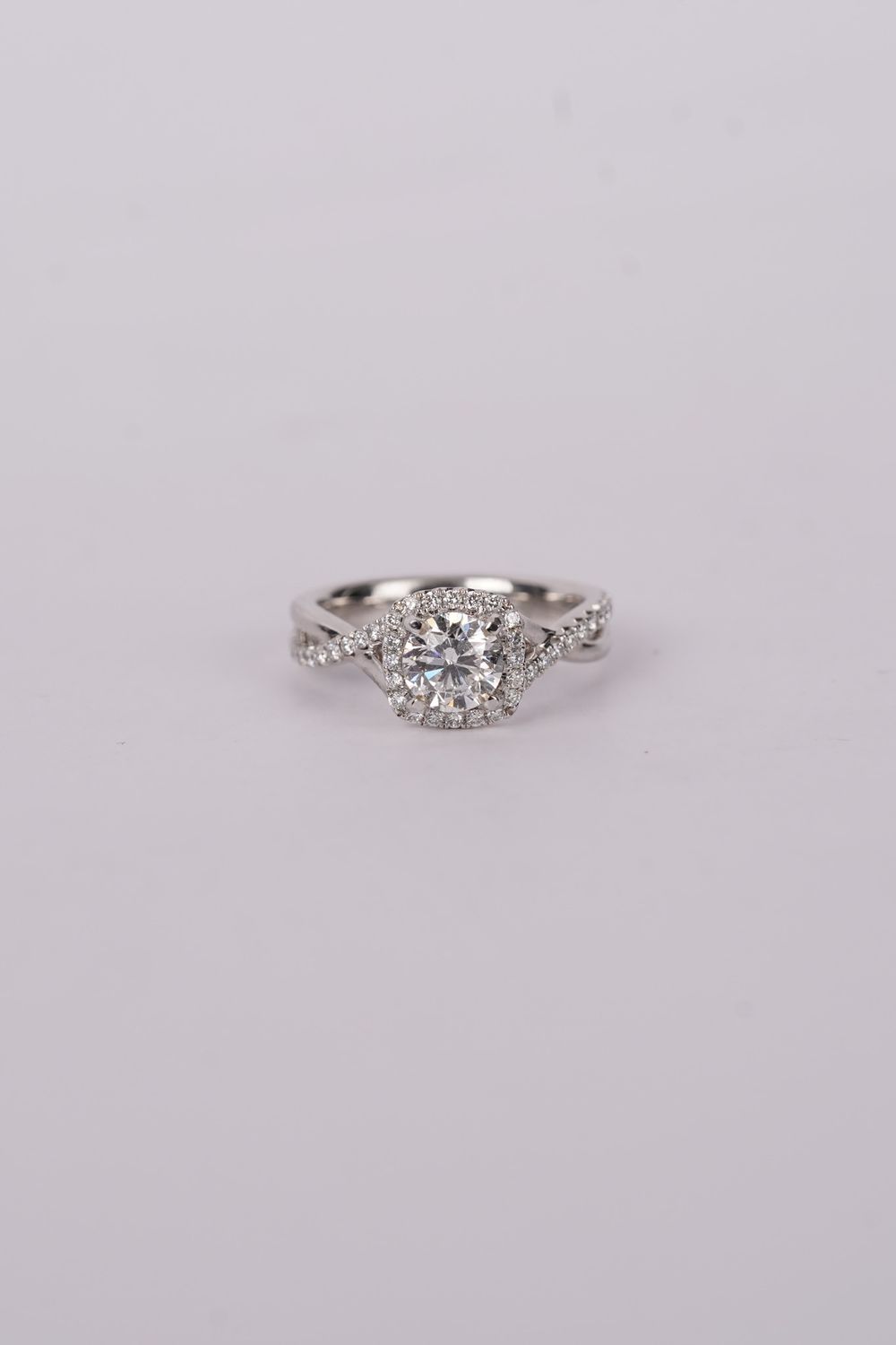 NEET- 14KW 5.81g 1.41ctw ( 1.01ctr) F/SI2 Round Diamond Halo Engagement Ring (size 6.25)