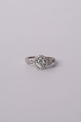 DLTT- 14KW 4.6g 1.86ctw (1.16ctr) Diamond Halo Engagement Ring (size 7)