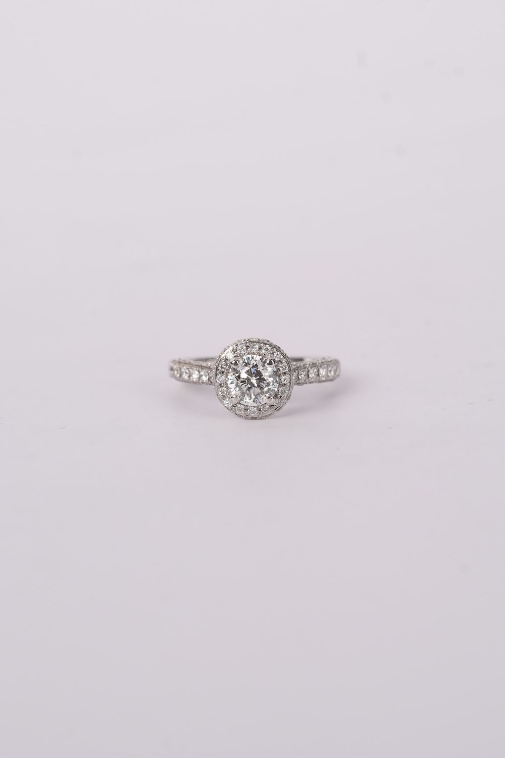 VDTT- 14KW 2.98g 1.50ctw (.76ctr) H/SI2 Solara Cut Diamond Halo Engagement Ring (size 4.75)