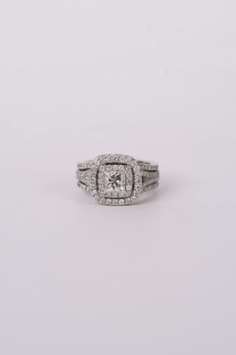 BRT- 14KW 9.06g 2.40ctw (.72ctr) I/I1 Princess Cut Neil Lane Double Halo Engagement Ring (size 5.25)