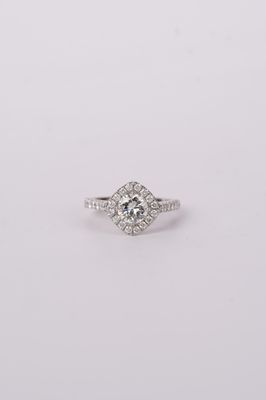 ARTT-14KW 3.66g 1.50TW (.90CTR) H/SI2 Round Diamond Halo Engagement Ring (size 6)