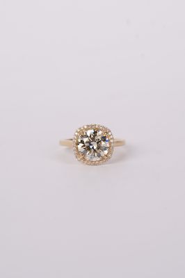 VNETT- 14KY 4.20g 3.33ctw (3.15ctr) M/VS1 Round Diamond Halo Engagement Ring (size 7)