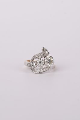 VTPT- Platinum/14K 3.20g 1.80ctw 3/4ctr Diamond Antique Fashion Ring (size 5.5)