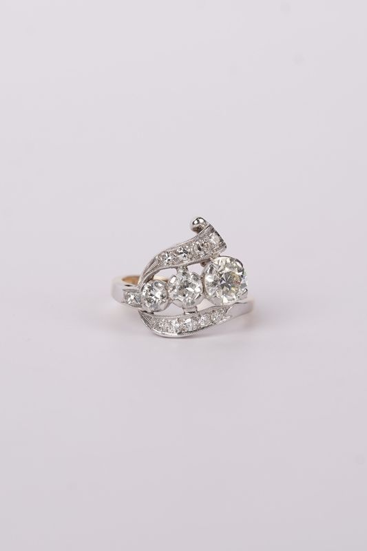 VTPT- Platinum/14K 3.20g 1.80ctw 3/4ctr Diamond Antique Fashion Ring (size 5.5)
