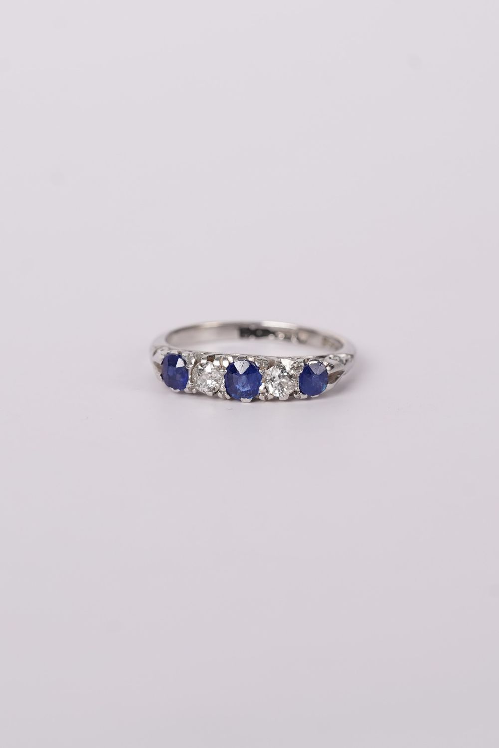 VATT- 18KW 3.46g 1.40ctw No Heat GIA Sapphires &amp; Diamond Antique Ring (size 6.75)
