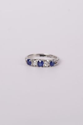 VATT- 18KW 3.46g 1.40ctw No Heat GIA Sapphires &amp; Diamond Antique Ring (size 6.75)