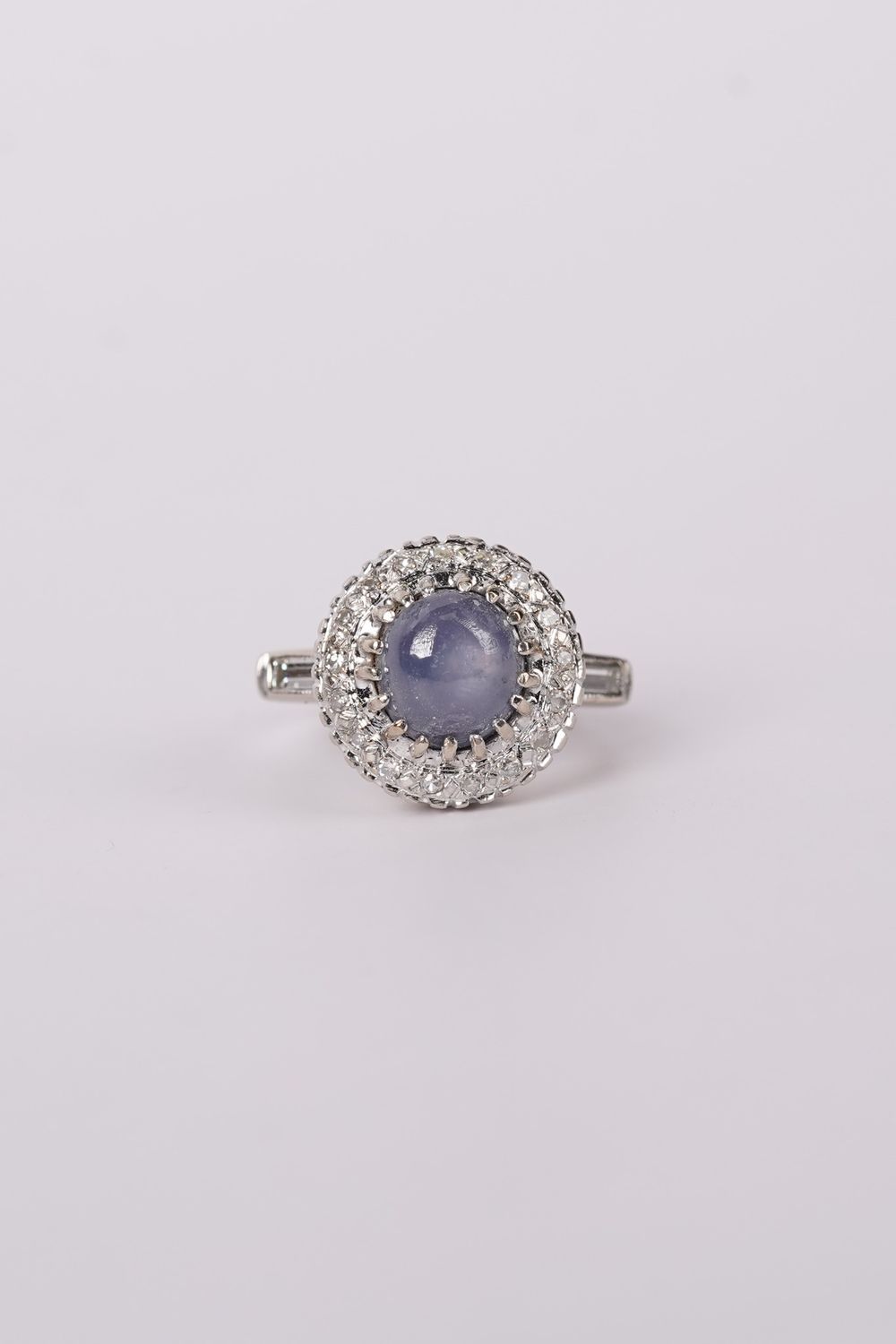 NET-14KW 7.5g 1.70ctw (1.30ctr) Star Sapphire Halo Antique Ring (size 4.5)