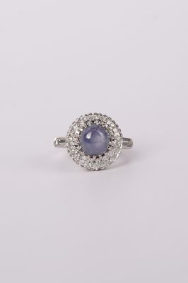 NET-14KW 7.5g 1.70ctw (1.30ctr) Star Sapphire Halo Antique Ring (size 4.5)