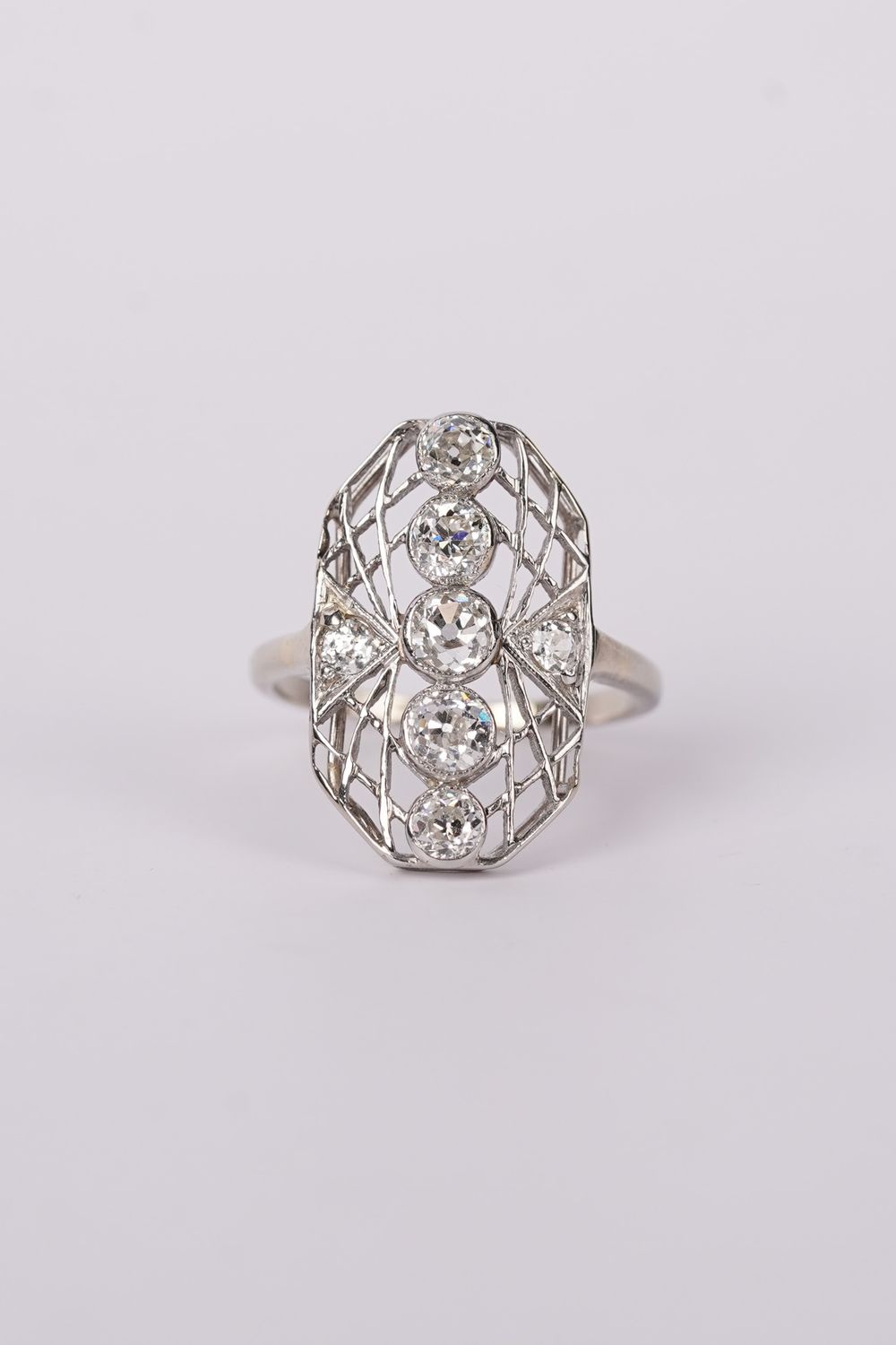 VDET- Platinum 1.20ctw Old European Cut Diamond Antique Ring (size 7.25)