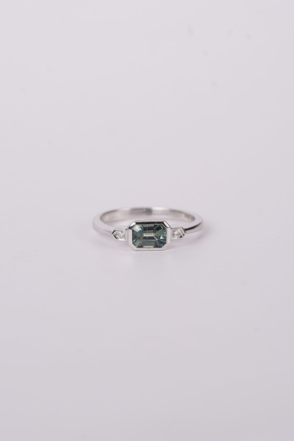 DATX- 14KW 2.73g .91ctw (.89ctr) Sapphire &amp; Diamond Fashion Ring (size 7)