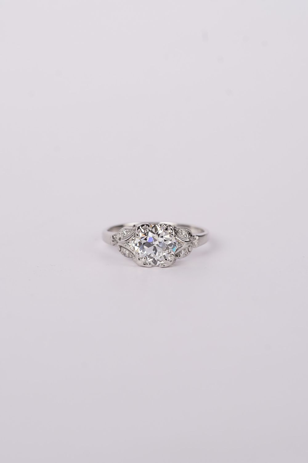 RDTT- Platinum 3.36g 1.55ctw (1.43ctr) F/VS1 European Diamond Vintage Ring (size 6.5)