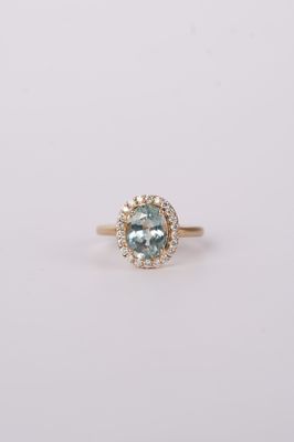 ADTT- 14KY 2.73g 3.1ctw (2.85ctr) Sapphire &amp; Diamond Halo Fashion Ring (size 7)