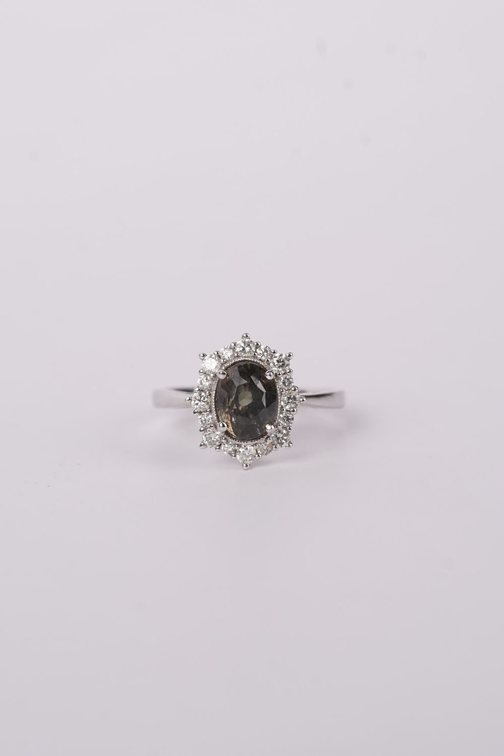 NTPT- 14KW 2.28ctw (1.96ctr) GIA Alexandrite &amp; Diamond Halo Fashion Ring (size 7)