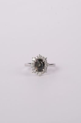 NTPT- 14KW 2.28ctw (1.96ctr) GIA Alexandrite &amp; Diamond Halo Fashion Ring (size 7)