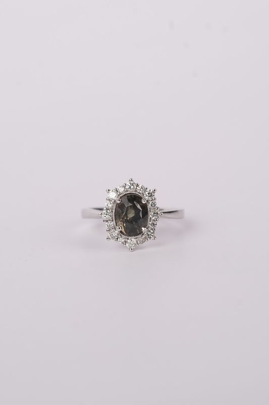 NTPT- 14KW 2.28ctw (1.96ctr) GIA Alexandrite &amp; Diamond Halo Fashion Ring (size 7)