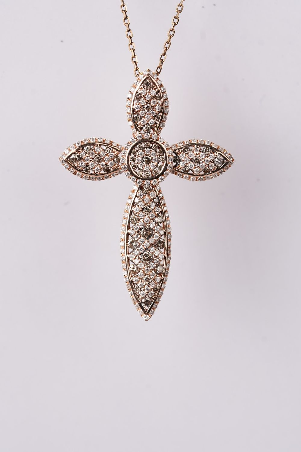 EDTX- 14KR 6.00g 1.10ctw Diamond Fashion Cross Necklace 18&quot;