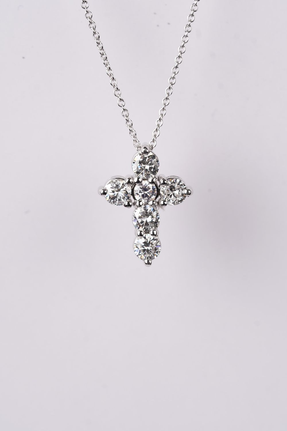 VBNN- 14KW 5.70g 1.78ctw Diamond Cross Necklace 16-18&quot;