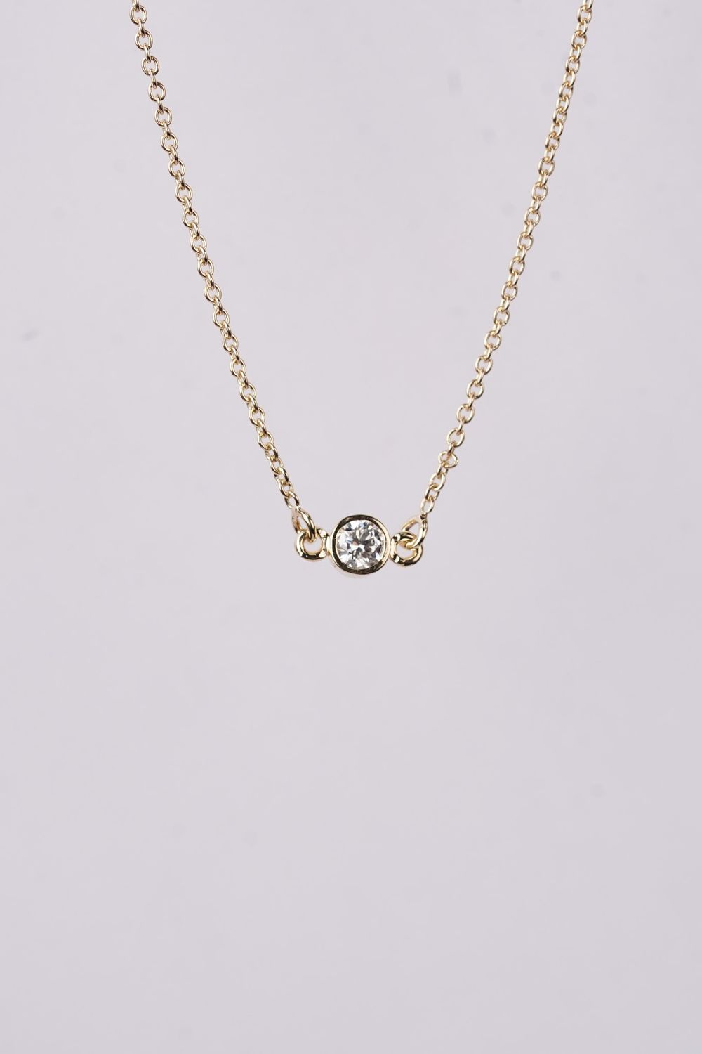 RTTX- 14KY 1.44g .10ct Diamond Bezel Necklace 16&quot;