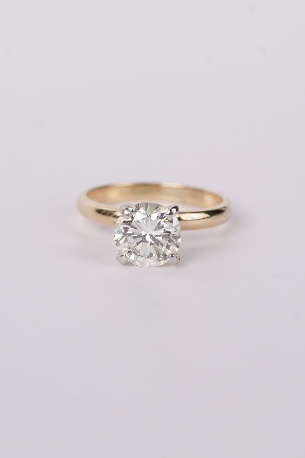 DAET- 14KWY 3.34g 2.20ct L/I1 Round Diamond Solitaire Engagement Ring (size 6.75)
