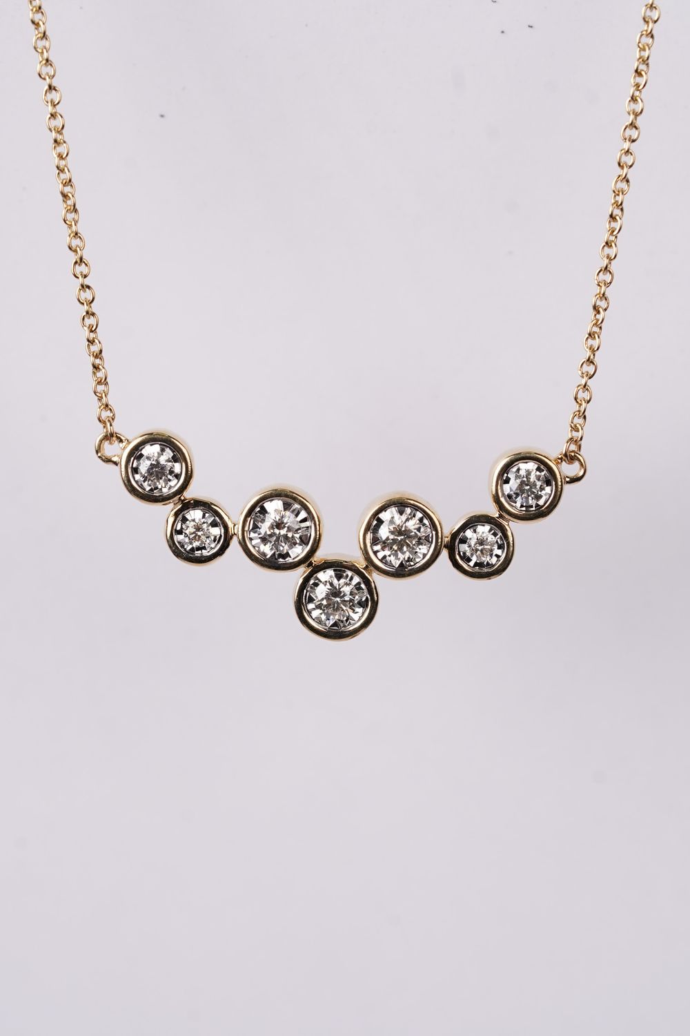 INEX- 14KY 4.24g .50ctw Diamond Bezel Fashion Pendant 16-18&quot;