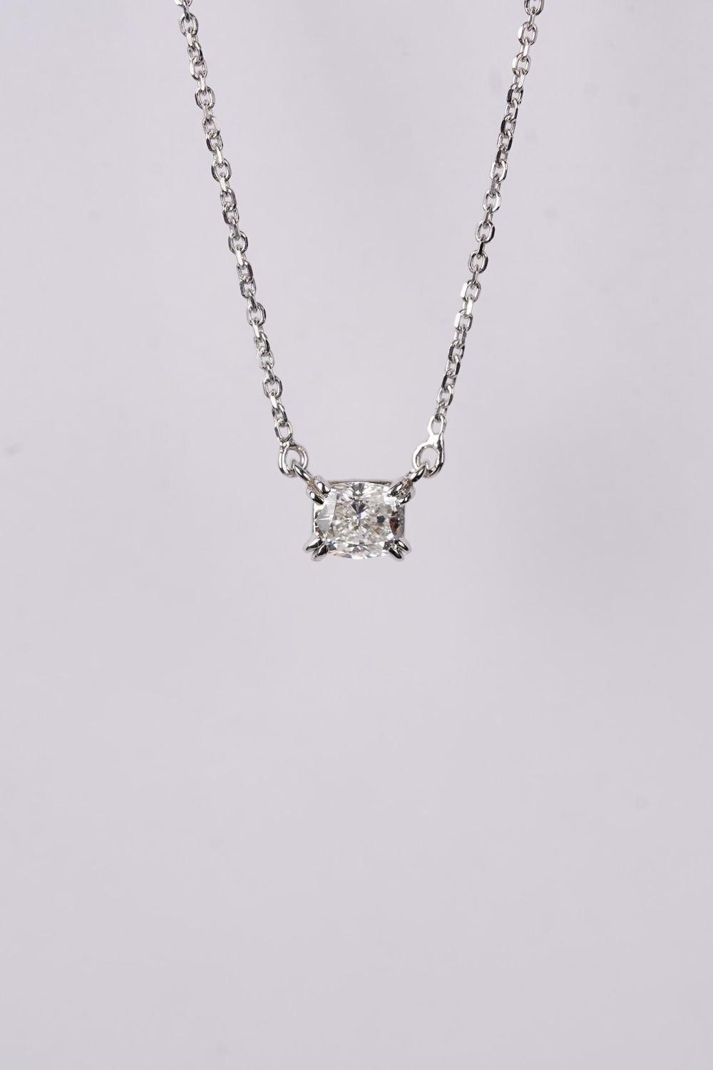 LTT- 14KW 2.20g .51ct H/VVS2 GIA Cushion Diamond Solitaire Necklace 16-18&quot;