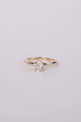 ANTT- 14KY 2.72g 1.05ct I/VS2 Pear Diamond Solitaire Engagement Ring (size 7)