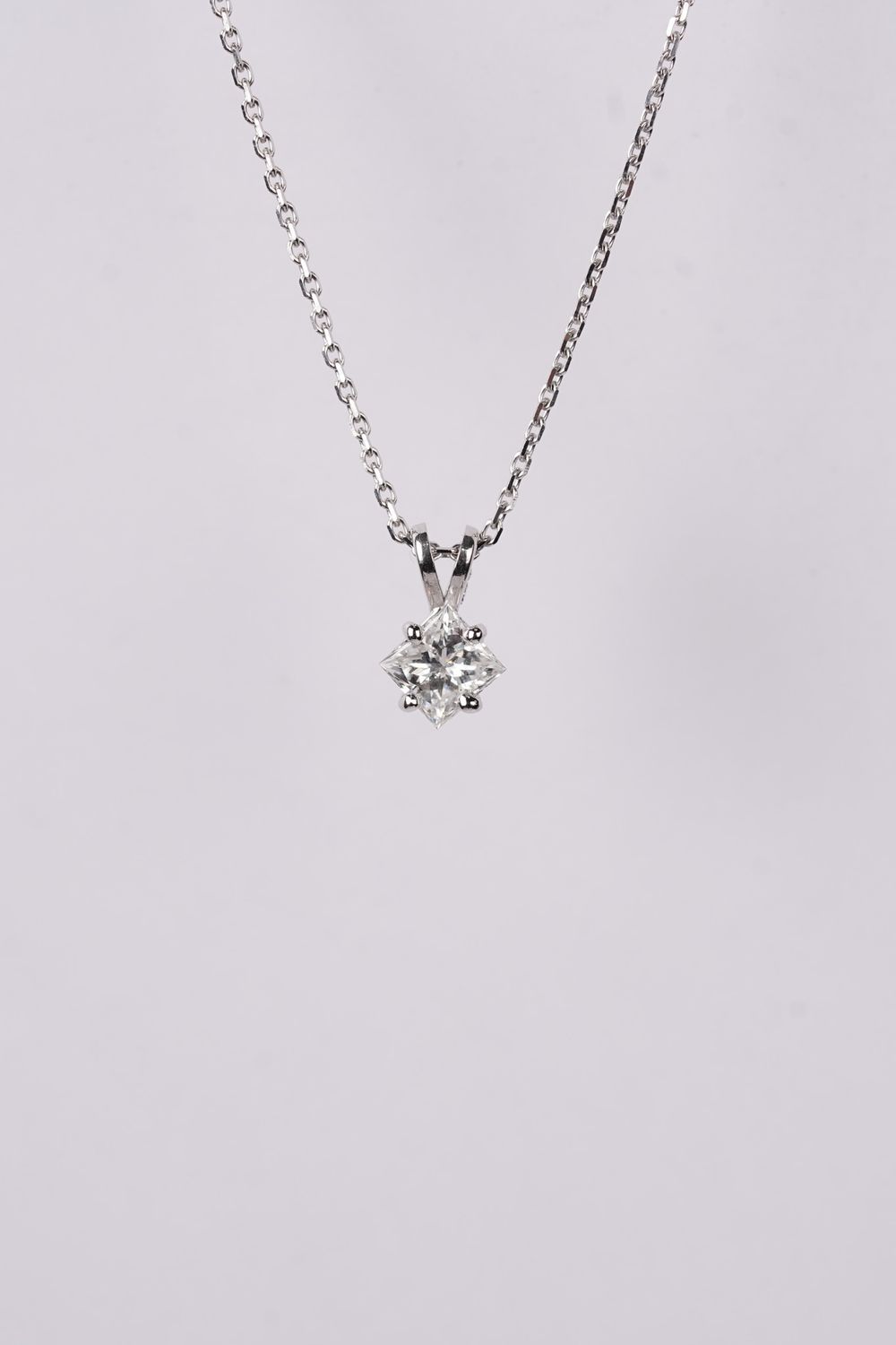 ITTX- 14KW 2.11g .50ct G/SI2 Princess Cut Diamond Solitaire Necklace 16-18&quot;