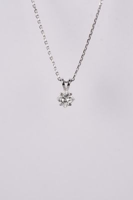 ITTX- 14KW 2.11g .50ct G/SI2 Princess Cut Diamond Solitaire Necklace 16-18&quot;