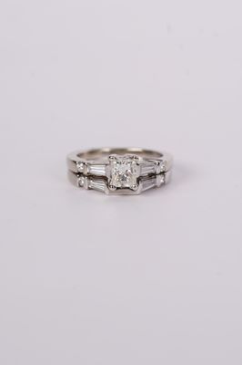 VATT- 14KW 6.91g 1.50ctw (.78ctr) I/SI2 Princess Cut Diamond Wedding Set (size 7)