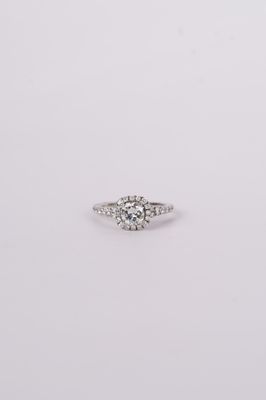 14KW 3.36g 1.28ctw (.78ctr) H/SI1 Old European Diamond Halo Engagement Ring (size 4.75)