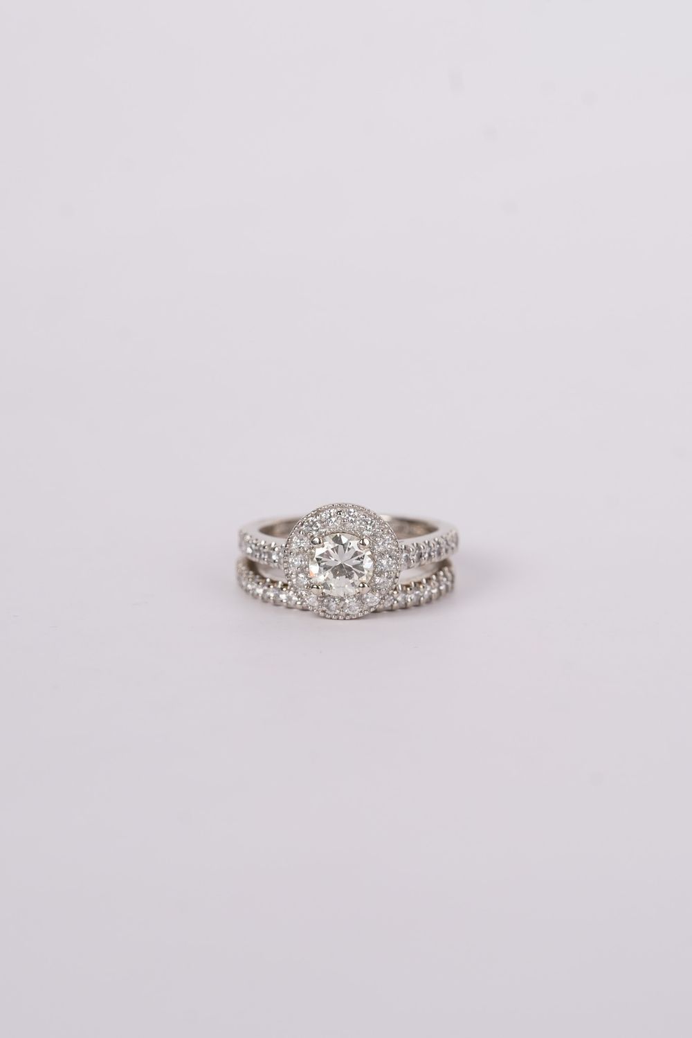 VLTT- 14KW 6.75g 1.54ctw (.78ctr) J/VS2 Transitional Cut Diamond Halo Wedding Set (size 6.25)