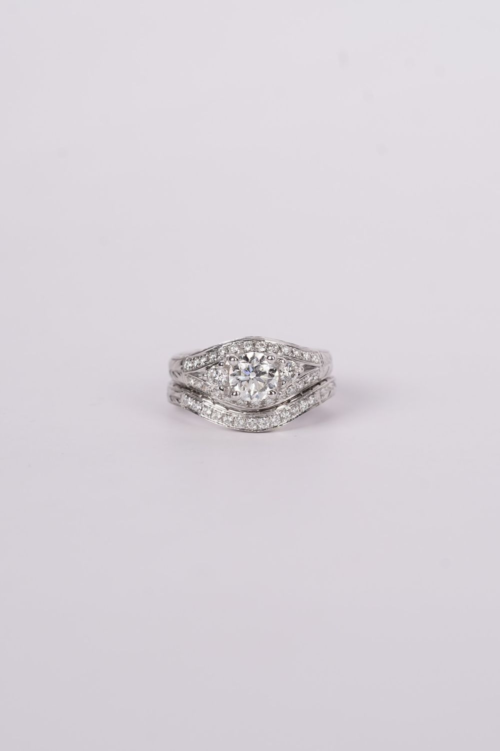 NTPT-14KW 9.9g 1.70ctw (1.00ctr) GIA I/VS2 Round Diamond Wedding Set (size 6)