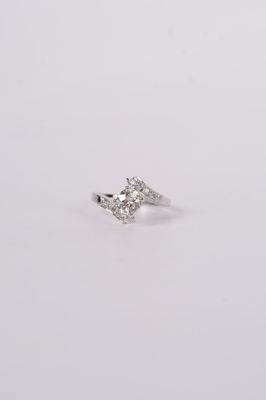 VNTT- 14KW 2.48g 1.08ctw (.98ctr) K/SI2 Mine Cut Diamond Bypass Antique Ring (size 6.5)