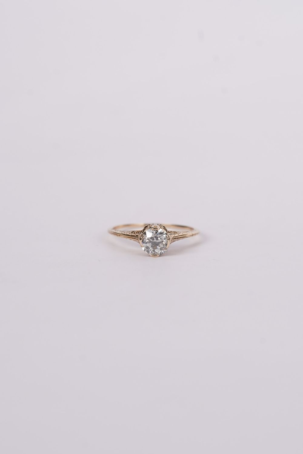 VVTT- 14KY 1.5g .77ct H/SI2 European Cut Diamond Antique Ring (size 7)