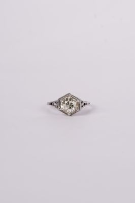 BDTT- Platinum 3.33g 2.11ct L-M/SI2 Old Mine Cut Diamond Vintage Ring (size 7.5)