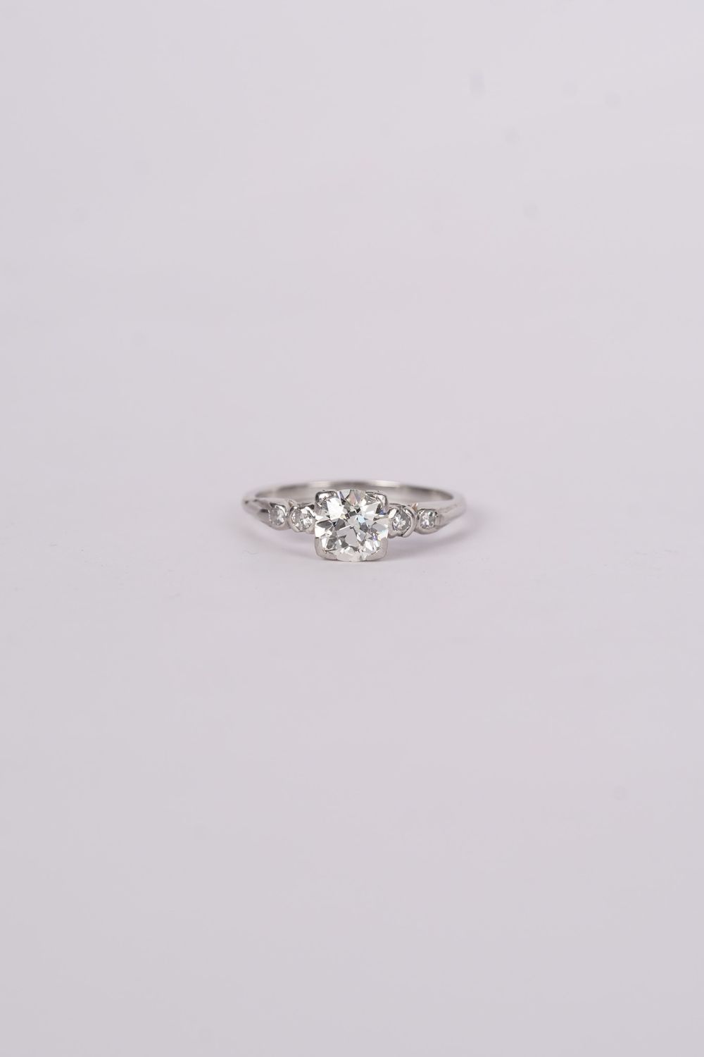 ARTT- Platinum 3.91g 1.12ctw (1.04ctr) K/VS2 Mine Cut Diamond Antique Ring (size 7)