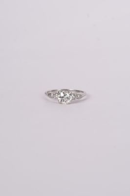 ARTT- Platinum 3.91g 1.12ctw (1.04ctr) K/VS2 Mine Cut Diamond Antique Ring (size 7)