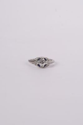 VEET- Platinum 4.36g .88ctw (.78ctr ) H/VS2 GIA European Cut Diamond &amp; Sapphire Vintage Ring (size 7)