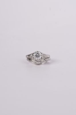 VRVT-Platinum 8.5g 1.00ctw (0.82ctr) G/SI2 Round Diamond Wedding Set (size 6)