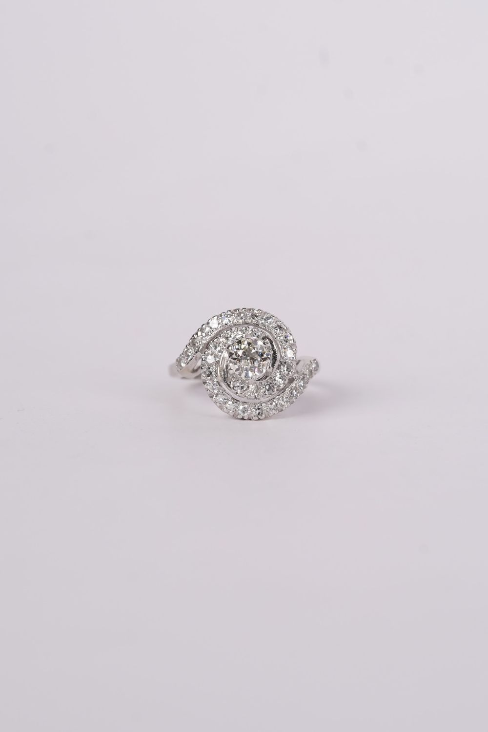 RTT- 14KW 4.5g 1.12ctw (.62ctr) J/SI1 European Cut Diamond Antique Ring (size 6)