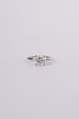 2.09 Carat Round Diamond Solitaire Engagement Ring in 14k White Gold