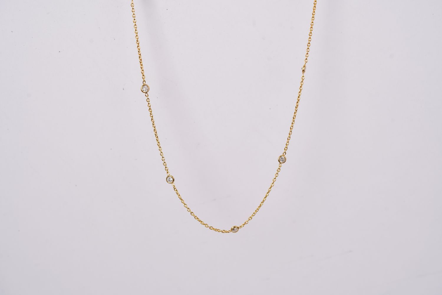 DTTX- 14KY 1.63g .50ctw Diamond By The Yard Necklace 16-18&quot;