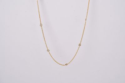 DTTX- 14KY 1.63g .50ctw Diamond By The Yard Necklace 16-18&quot;