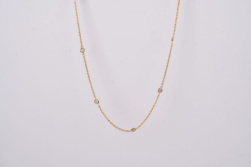 DTTX- 14KY 1.63g .50ctw Diamond By The Yard Necklace 16-18&quot;