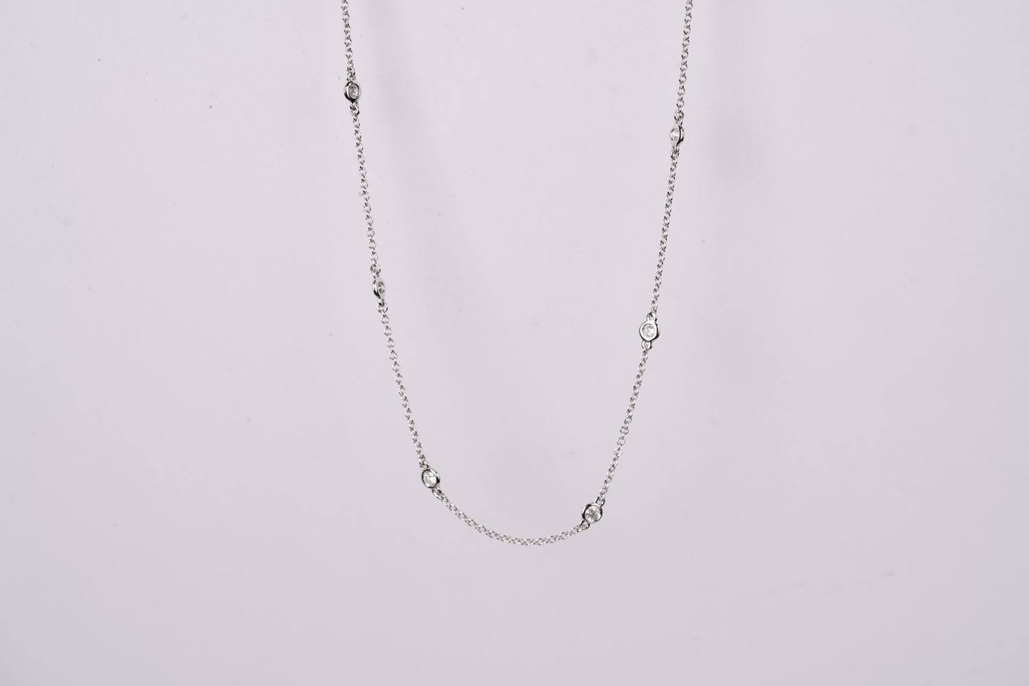 DTTX- 14KW 2.46g .65ctw Diamond By The Yard Necklace 16-18&quot;